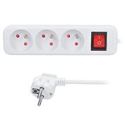 Solight 3-way extension lead, 2m, 3 x 1mm2, white, on-off switch