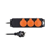 Solight 3-way extension lead IP44, rubber cable, outdoor, 5m
