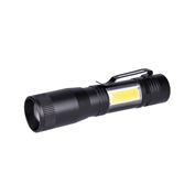 Solight LED metal flashlight 3W + COB, 150 + 60lm, AA, black